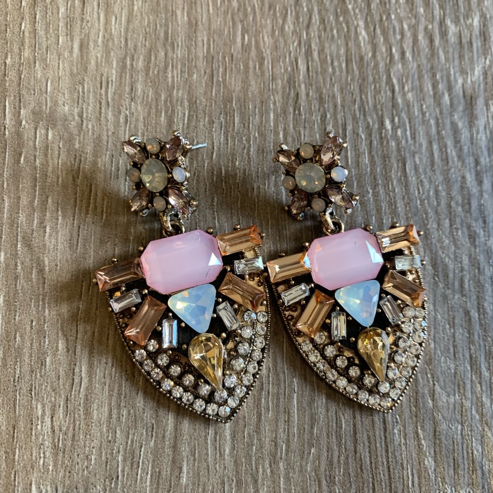 Geometric crystal stone fashion earrings